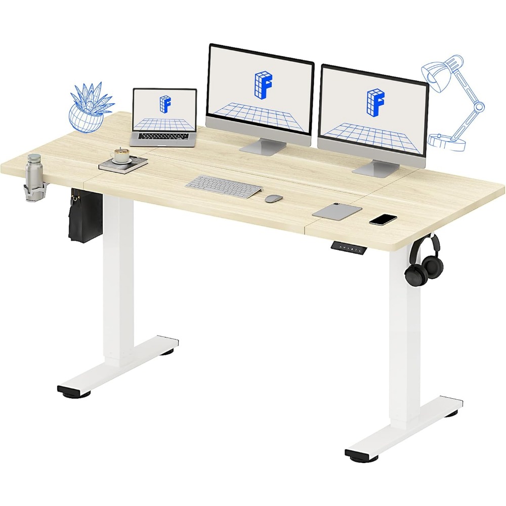 Setup Desk Monitor - FLEXISPOT Bureau debout électrique 63x32 pouces,