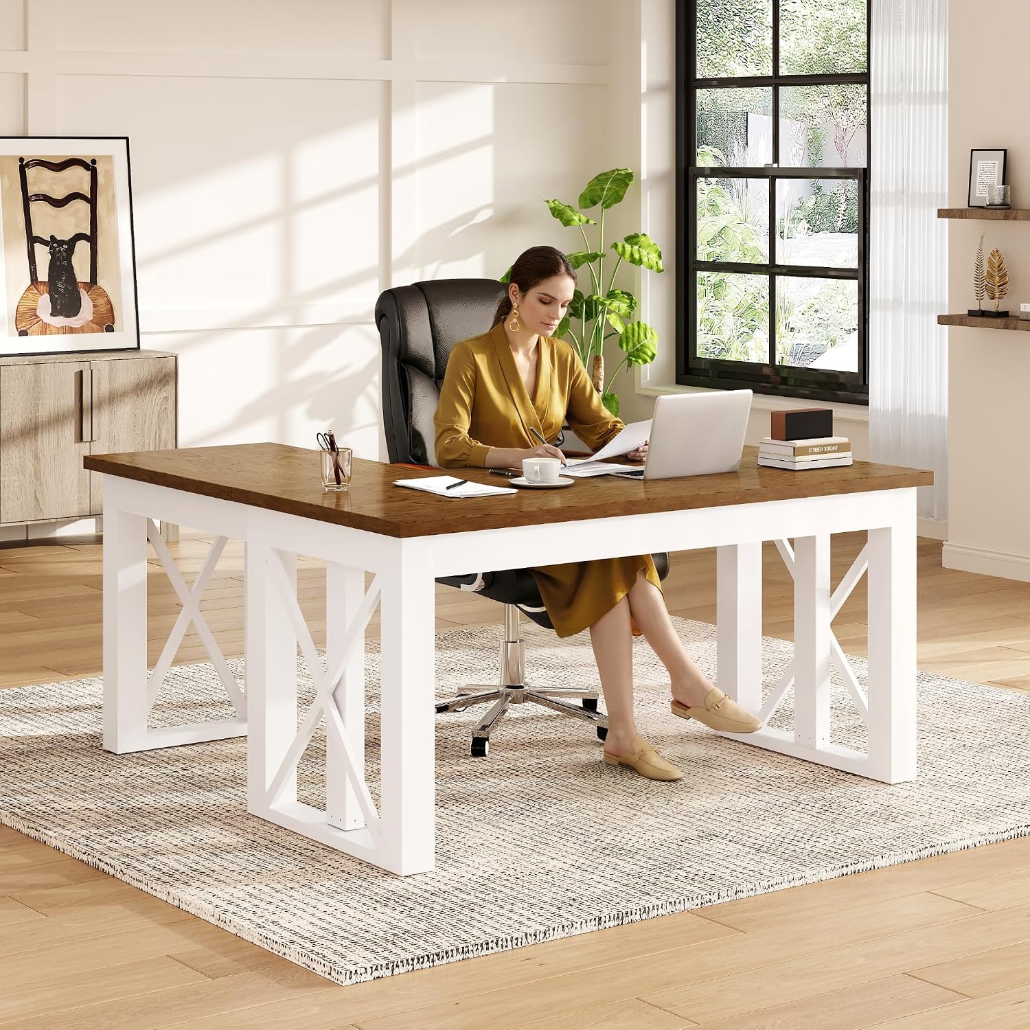 Setup Desk Monitor - Bureau debout en forme de L