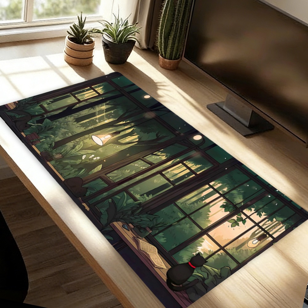 Desk Setup With Plants - Tapis de bureau Lofi mignon -