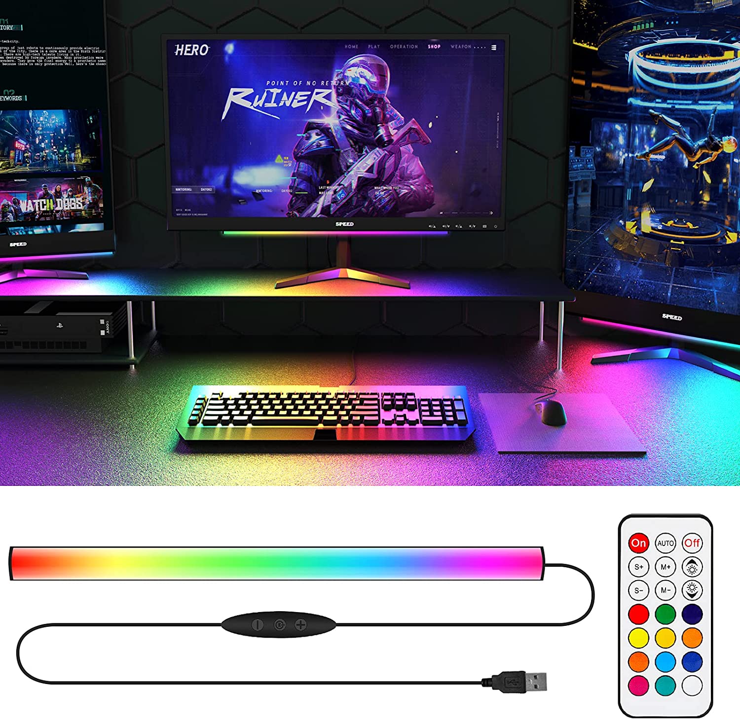 Setup Desk Monitor - Barre lumineuse RGB Dreamcolor, panneau néon