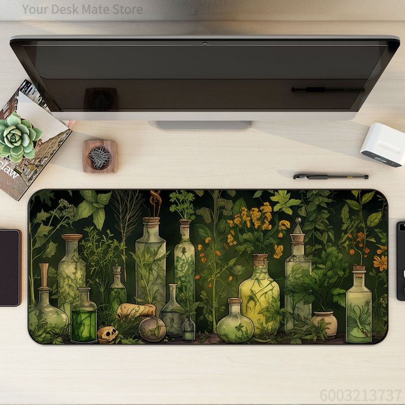 Tapis de bureau vert motif pla - Desk Setup With Plants avis et prix