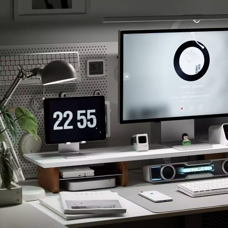 Support de moniteur moderne, é - Desk Setup Monitor And Laptop avis et prix