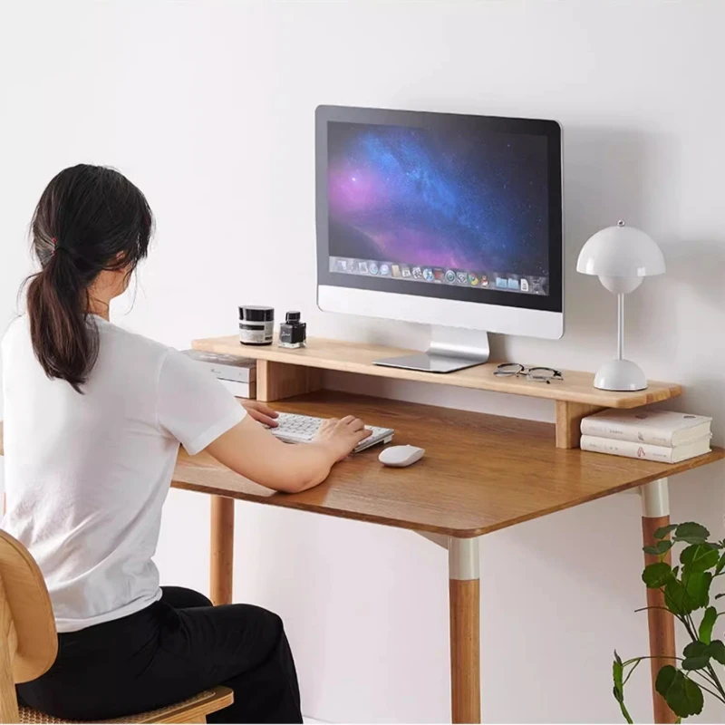 Support de moniteur en bois po - Desk Setup Monitor And Laptop avis et prix