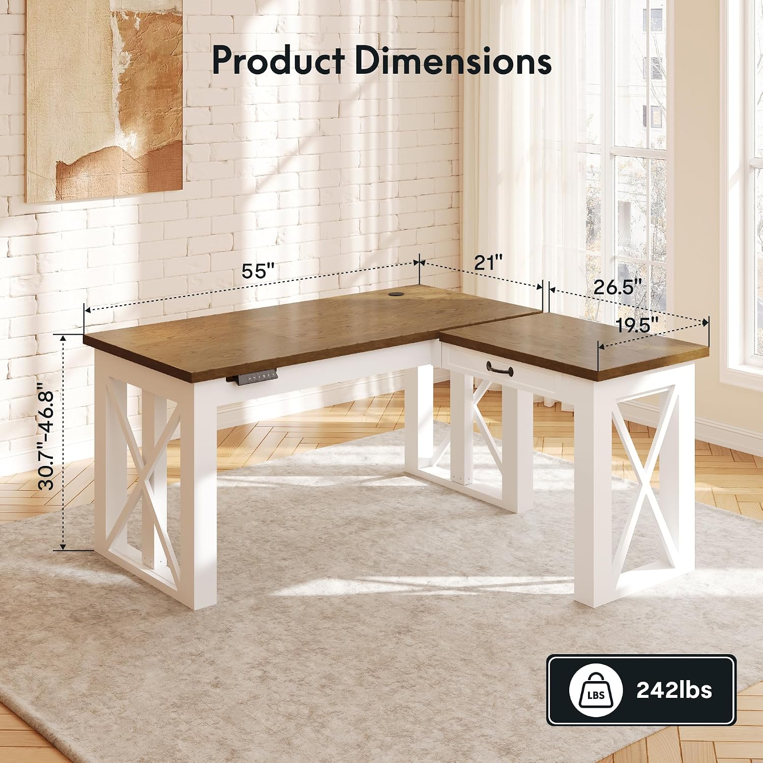 Bureau debout en forme de L av - Setup Desk Monitor avis et prix