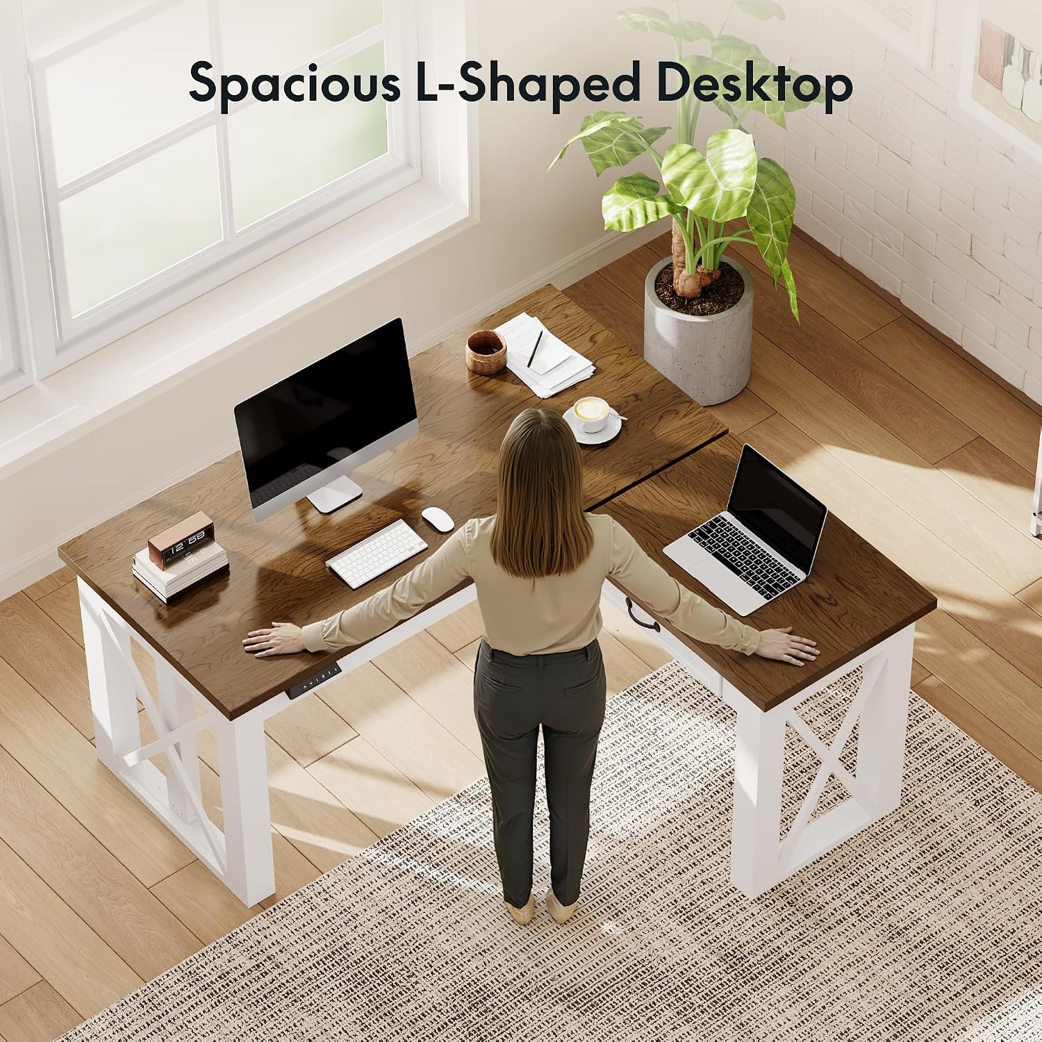 Bureau debout en forme de L av - Setup Desk Monitor avis et prix