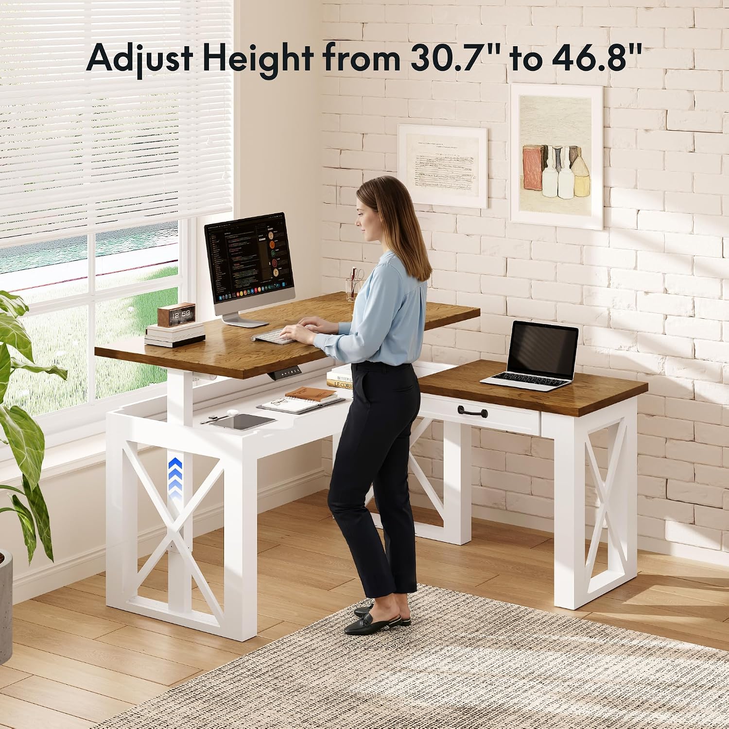 Bureau debout en forme de L av - Setup Desk Monitor avis et prix