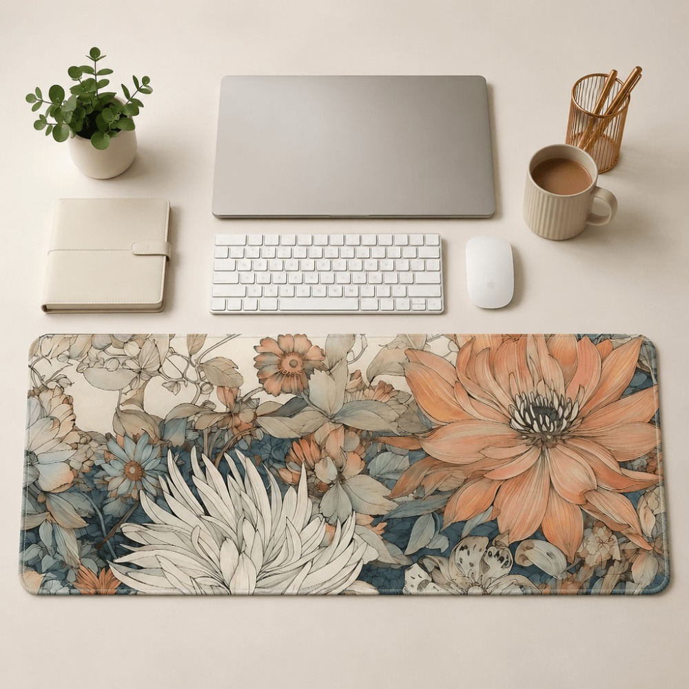 Set de table rétro à motifs fl - Desk Setup With Plants avis et prix