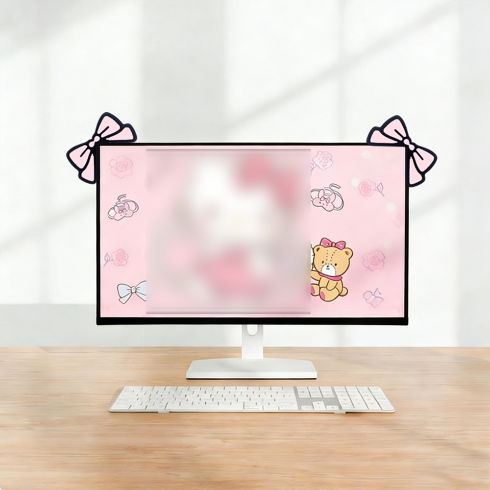 Décoration d'écran rose mignon - Desk Setup Monitor And Laptop avis et prix